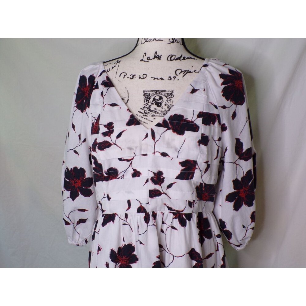🆕DU PARADIS Floral Cotton Puff Sleeve Mini Dress Large - Picture 4 of 8